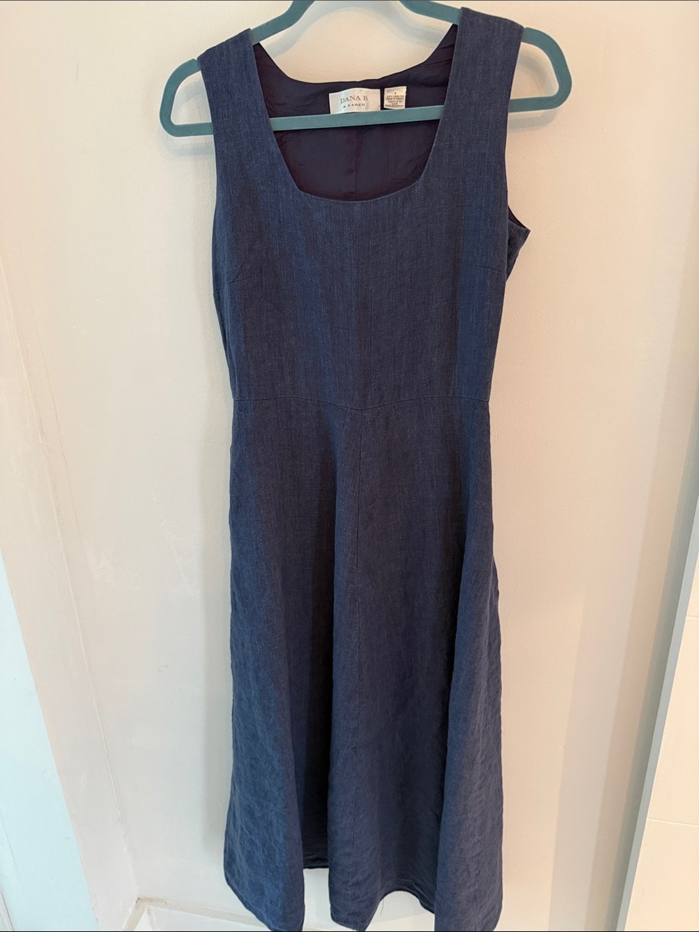 Dana Buchman Navy Sleeveless Linen-Blend Midi Dress